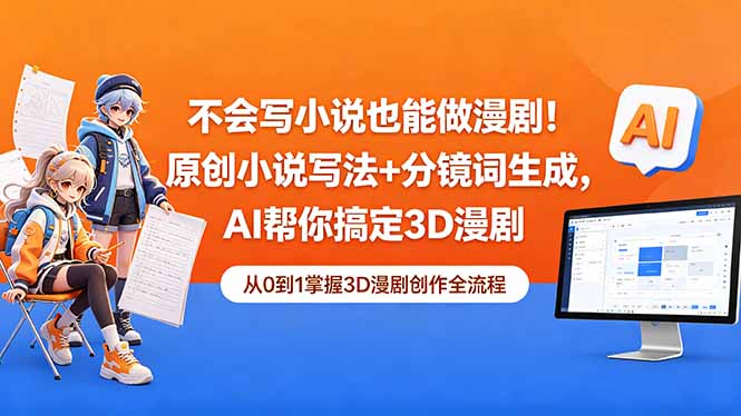 不会写小说也能做漫剧！原创小说写法+分镜词生成，AI帮你搞定3D漫剧|云雀资源分享