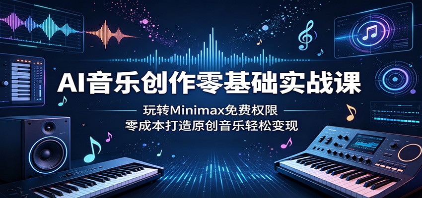 AI音乐创作零基础实战课:玩转Minimax免费权限,零成本打造原创音乐轻松变现|云雀资源分享
