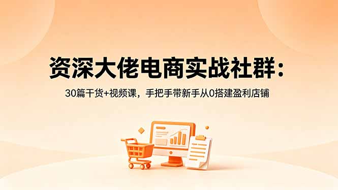 资深大佬电商实战社群:30篇干货+视频课,手把手带新手从0搭建盈利店铺|云雀资源分享