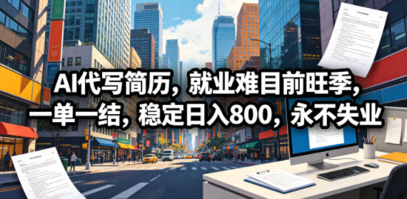 AI代写简历，就业难目前旺季，一单一结，稳定日入800，永不失业|云雀资源分享
