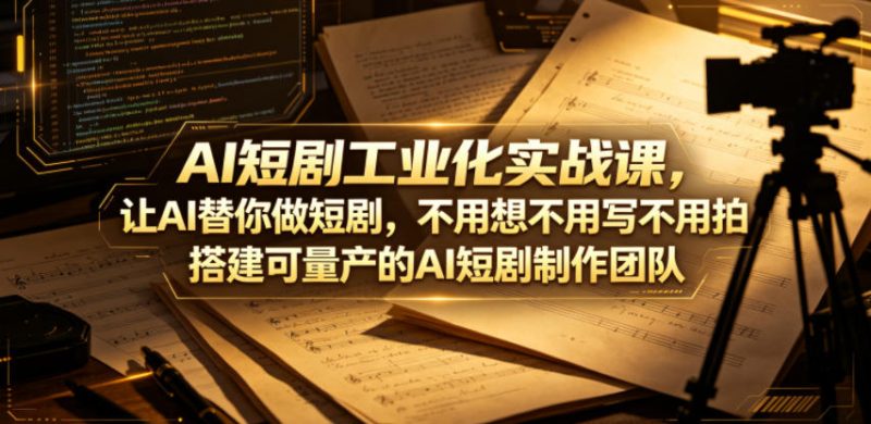 AI短剧工业化实战课，让AI替你做短剧，不用想不用写不用拍，搭建可量产的AI短剧制作团队|云雀资源分享