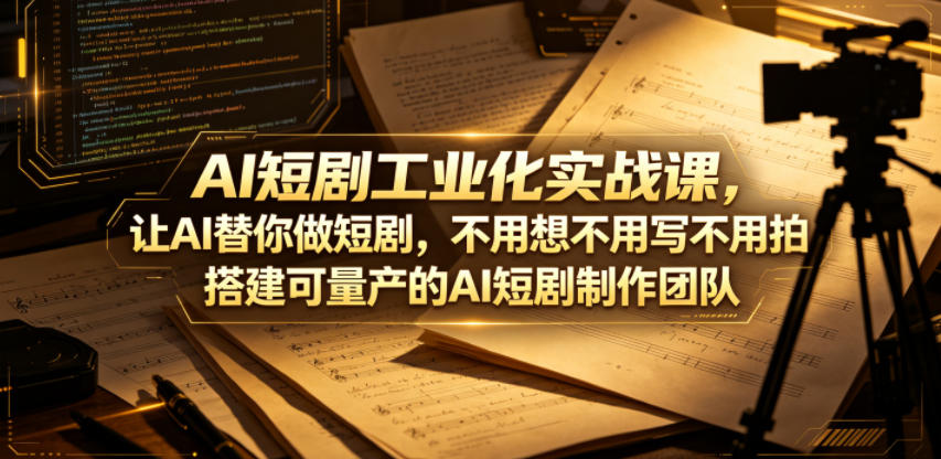 AI短剧工业化实战课，让AI替你做短剧，不用想不用写不用拍，搭建可量产的AI短剧制作团队|云雀资源分享