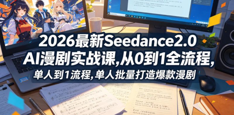 2026最新Seedance2.0 AI漫剧实战课,，从0到1全流程，单人批量打造爆款漫剧|云雀资源分享