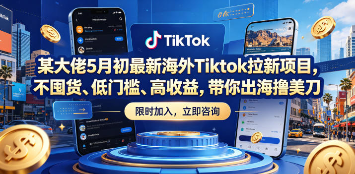 某大佬5月初最新海外Tiktok拉新项目，不囤货、低门槛、高收益，带你出海撸美刀|云雀资源分享