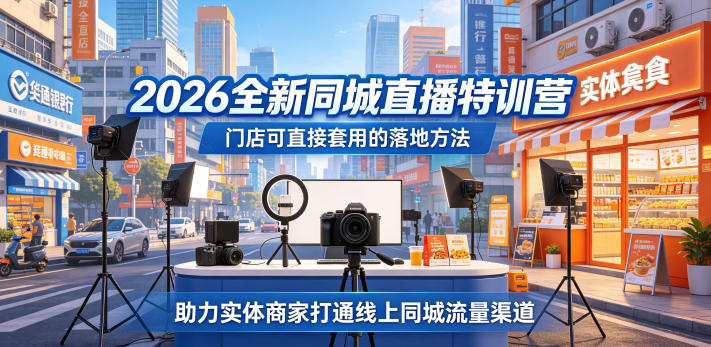 2026全新同城直播特训营，门店可直接套用的落地方法，助力实体商家打通线上同城流量渠道|云雀资源分享