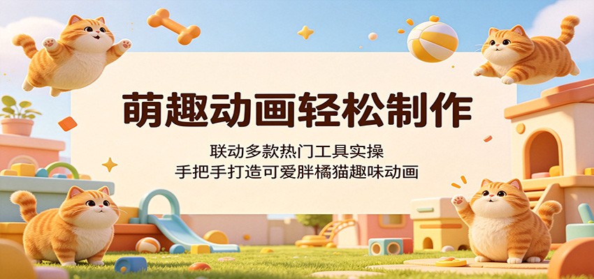 萌趣动画轻松制作,联动多款热门工具实操,手把手打造可爱胖橘猫趣味动画|云雀资源分享