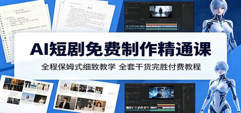 AI短剧免费制作精通课:全程保姆式细致教学,全套干货完胜付费教程|云雀资源分享