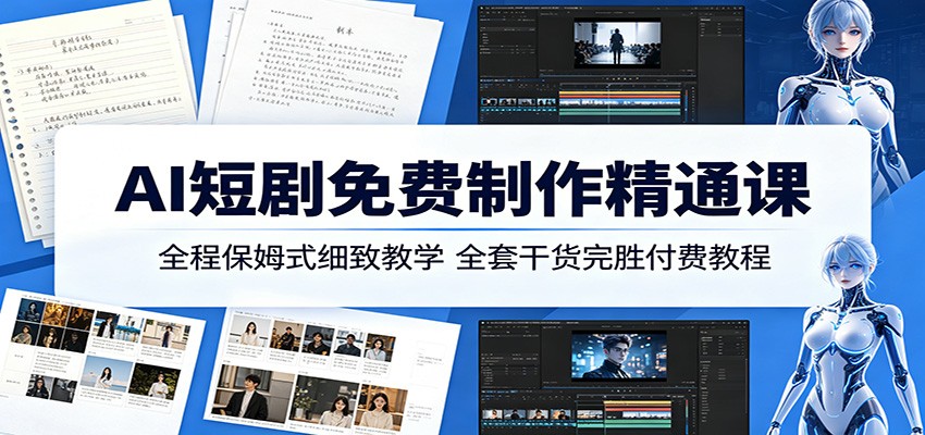 AI短剧免费制作精通课:全程保姆式细致教学,全套干货完胜付费教程|云雀资源分享