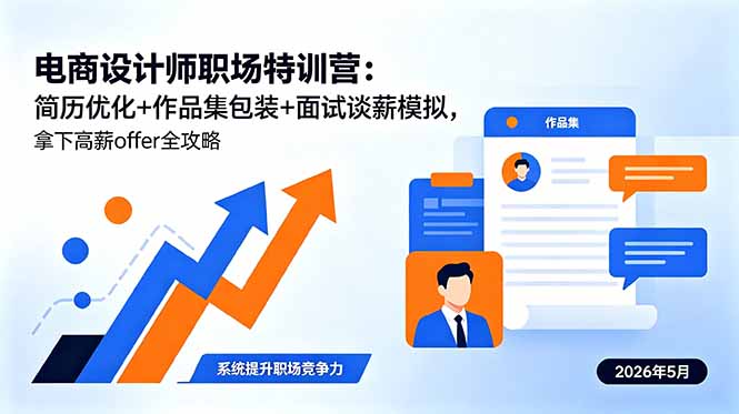 电商设计师职场特训营:简历优化+作品集包装+面试谈薪模拟,拿下高薪offer全攻略|云雀资源分享