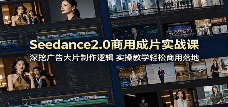 Seedance2.0商用成片实战课:深挖广告大片制作逻辑,实操教学轻松商用落地|云雀资源分享