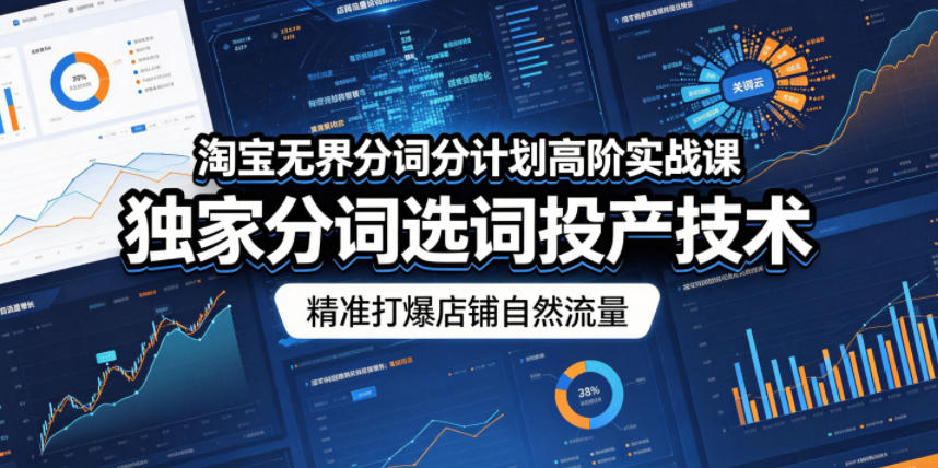 淘宝无界分词分计划高阶实战课，独家分词选词投产技术，精准打爆店铺自然流量|云雀资源分享