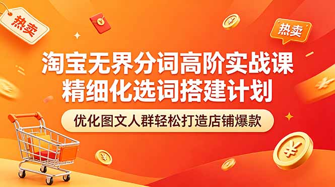 淘宝无界分词高阶实战课 精细化选词搭建计划 优化图文人群轻松打造店铺爆款|云雀资源分享