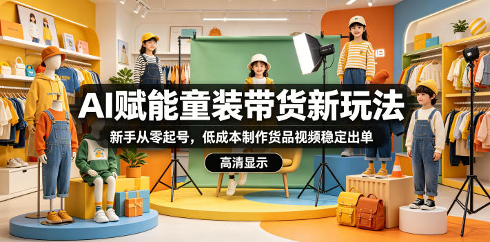 AI赋能童装带货新玩法，新手从零起号，低成本制作货品视频稳定出单|云雀资源分享