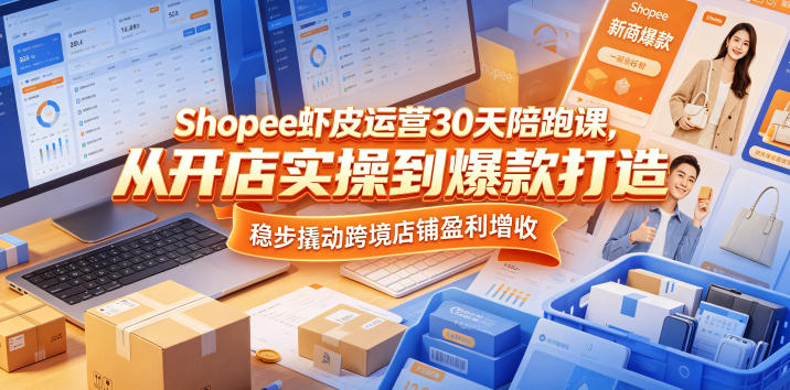Shopee虾皮运营30天陪跑课，从开店实操到爆款打造，稳步撬动跨境店铺盈利增收|云雀资源分享