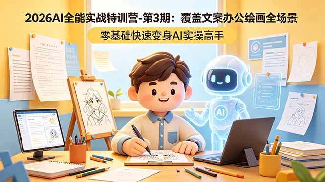 2026AI全能实战特训营-第3期：覆盖文案办公绘画全场景 零基础快速变身AI实操高手|云雀资源分享
