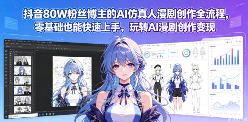 抖音80W粉丝博主的AI仿真人漫剧创作全流程，零基础也能快速上手，玩转AI漫剧创作变现|云雀资源分享