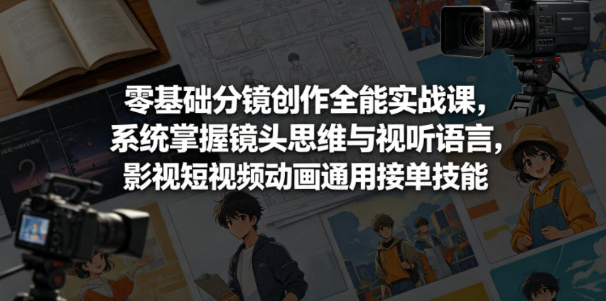 零基础分镜创作全能实战课，系统掌握镜头思维与视听语言，影视短视频动画通用接单技能|云雀资源分享