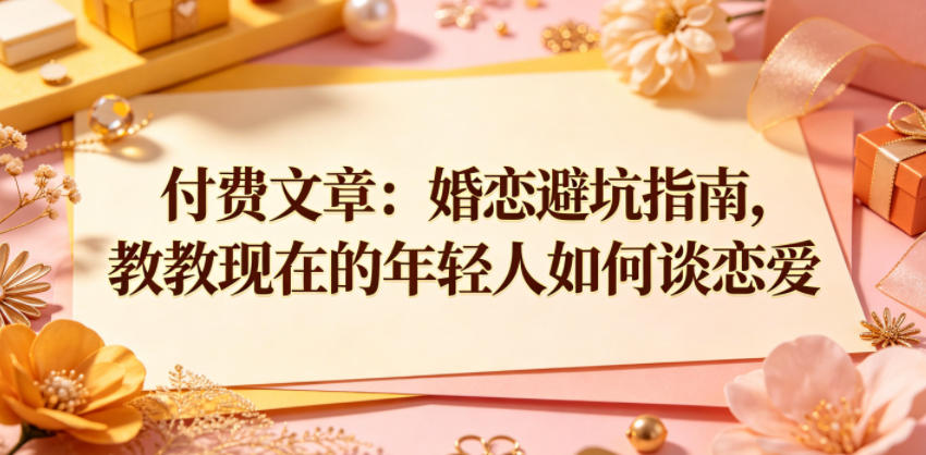 付费文章：婚恋避坑指南，教教现在的年轻人如何谈恋爱|云雀资源分享