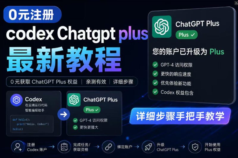 0元全自动注册codex gpt plus最新教程，0元获取GPT Plus权益，手把手详细教学|云雀资源分享