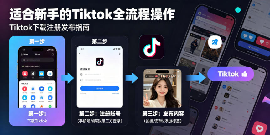 Tiktok下载注册发布，适合新手的Tiktok全流程操作|云雀资源分享