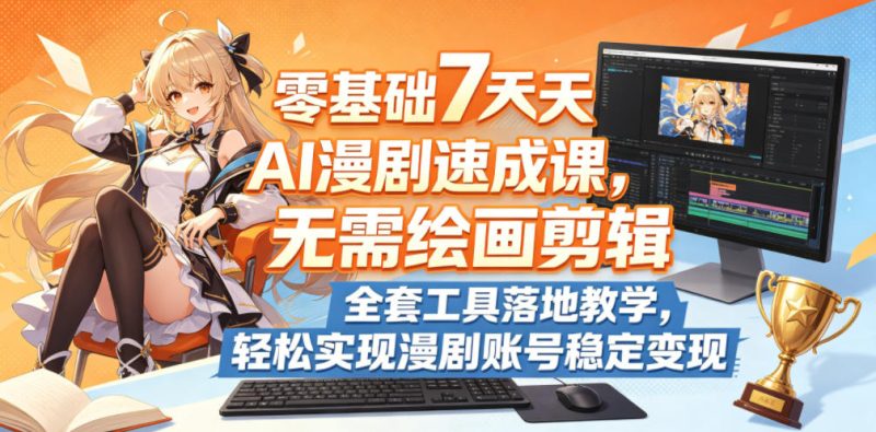 零基础7天AI漫剧速成课，无需绘画剪辑，全套工具落地教学，轻松实现漫剧账号稳定变现|云雀资源分享