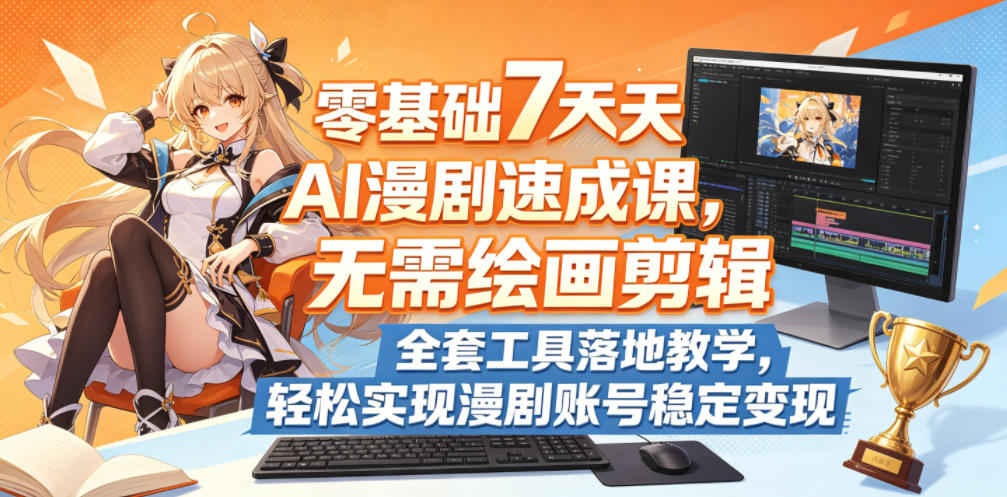 零基础7天AI漫剧速成课，无需绘画剪辑，全套工具落地教学，轻松实现漫剧账号稳定变现|云雀资源分享