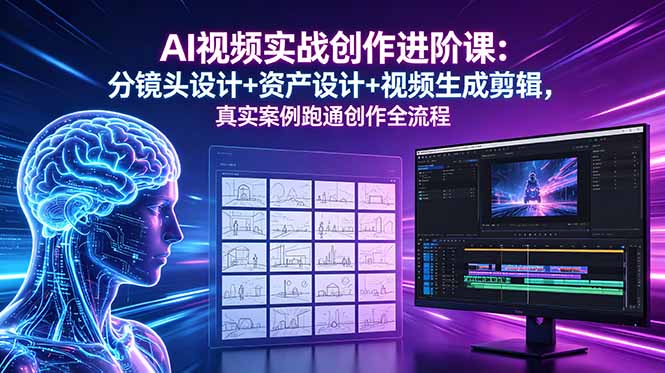 AI视频实战创作进阶课：分镜头设计+资产设计+视频生成剪辑，真实案例跑通创作全流程|云雀资源分享