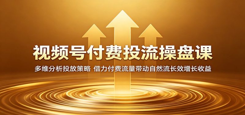 视频号付费投流操盘课:多维分析投放策略,借力付费流量带动自然流长效增长收益|云雀资源分享