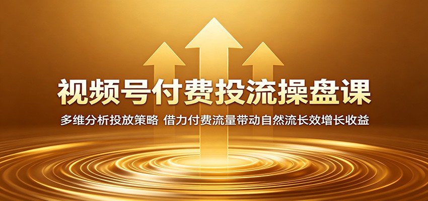 视频号付费投流操盘课:多维分析投放策略,借力付费流量带动自然流长效增长收益|云雀资源分享