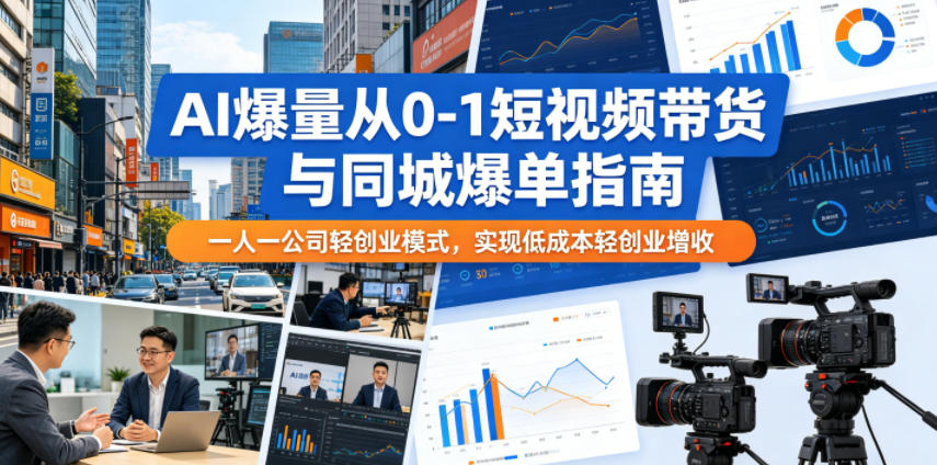 AI爆量从0-1短视频带货与同城爆单指南，一人一公司轻创业模式，实现低成本轻创业增收|云雀资源分享