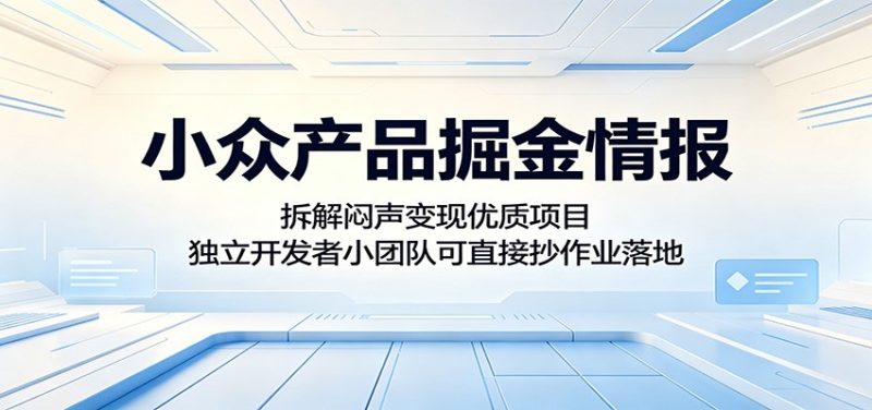 小众产品掘金情报:拆解闷声变现优质项目,独立开发者小团队可直接抄作业落地|云雀资源分享