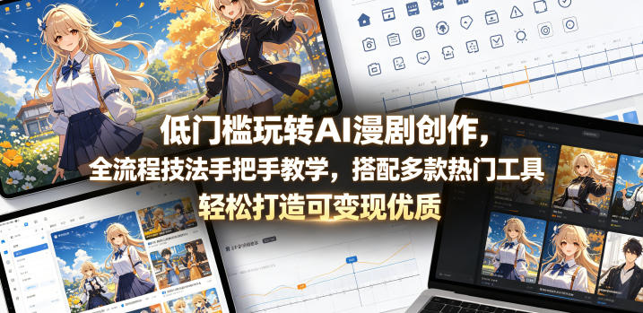 低门槛玩转AI漫剧创作，全流程技法手把手教学，搭配多款热门工具，轻松打造可变现优质作品|云雀资源分享