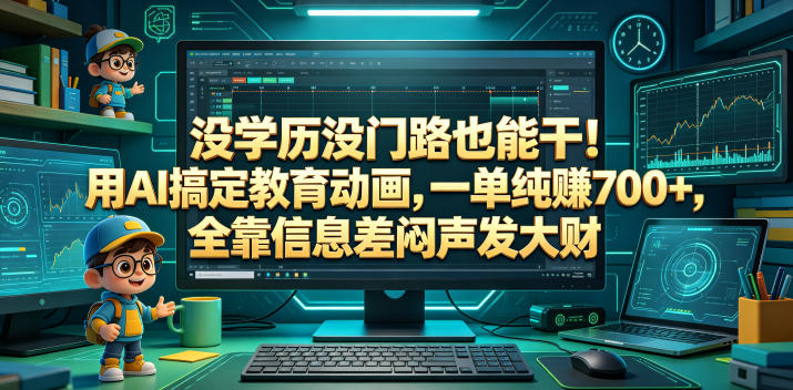 没学历没门路也能干！用AI搞定教育动画，一单纯賺700+，全靠信息差闷声发大财【揭秘】|云雀资源分享