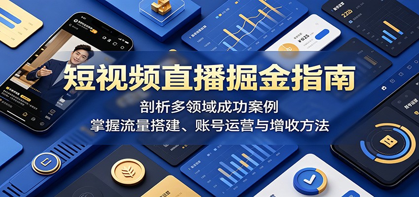 短视频直播掘金指南:剖析多领域成功案例,掌握流量搭建、账号运营与增收方法|云雀资源分享