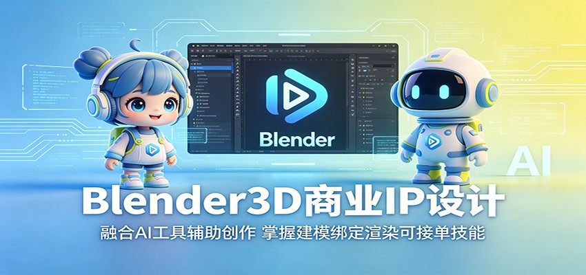 Blender3D商业IP设计：融合AI工具辅助创作，掌握建模绑定渲染可接单技能|云雀资源分享