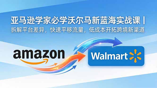 亚马逊卖家必学沃尔玛新蓝海实战课|拆解平台差异,快速平移流量,低成本开拓跨境新渠道|云雀资源分享
