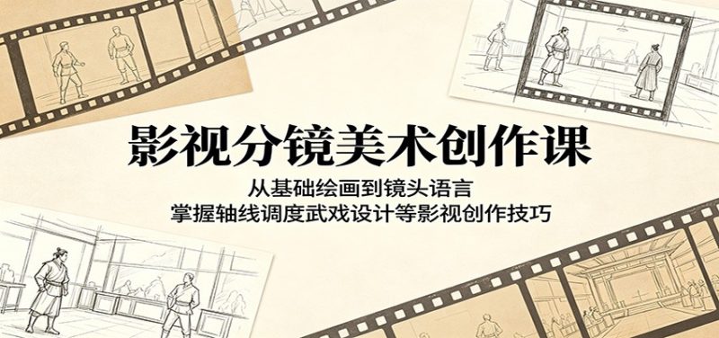 影视分镜美术创作课：从基础绘画到镜头语言，掌握轴线调度武戏设计等影视创作技巧|云雀资源分享