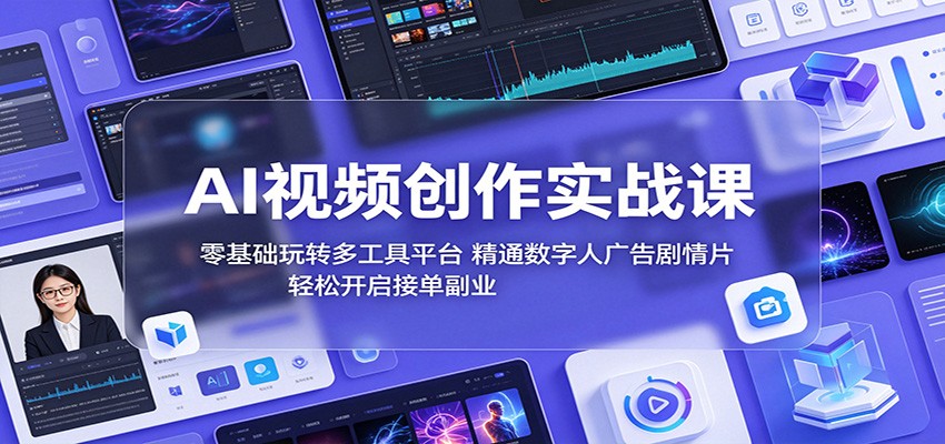 AI视频创作实战课:零基础玩转多工具平台,精通数字人广告、剧情片,轻松开启接单副业|云雀资源分享