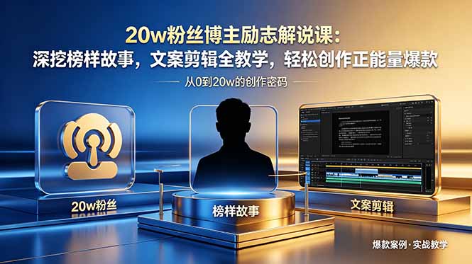 20w粉丝博主励志解说课：深挖榜样故事，文案剪辑全教学，轻松创作正能量爆款|云雀资源分享