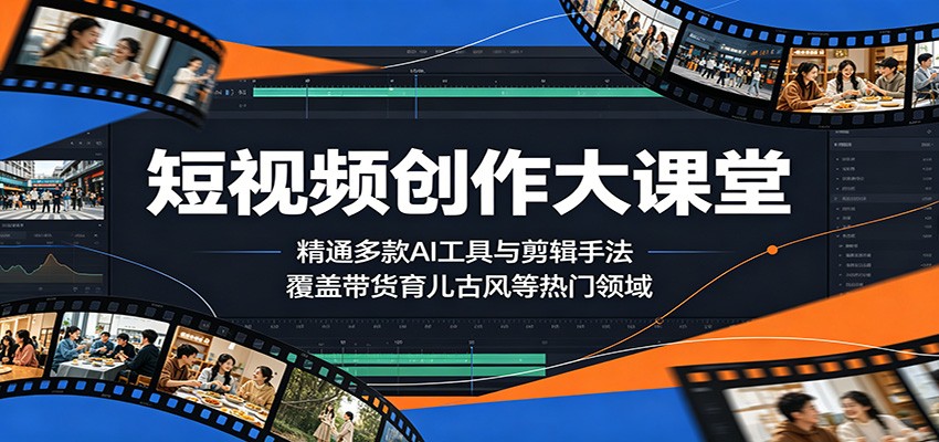 短视频创作大课堂：精通多款AI工具与剪辑手法，覆盖带货、育儿、古风等热门领域|云雀资源分享