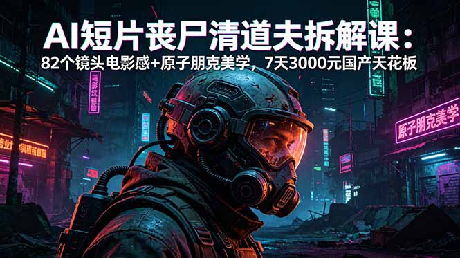 AI短片《丧尸清道夫》拆解课:82个镜头电影感+原子朋克美学,7天3000元国产天花板|云雀资源分享