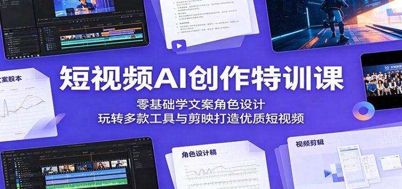 短视频AI创作特训课:零基础学文案角色设计,玩转多款工具与剪映打造优质短视频|云雀资源分享