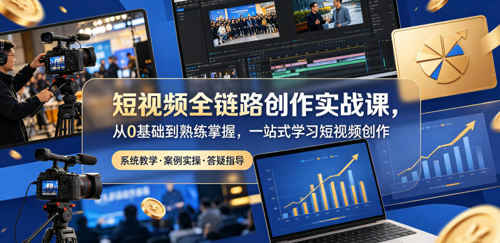 短视频全链路创作实战课,从0基础到熟练掌握,一站式学习短视频创作|云雀资源分享