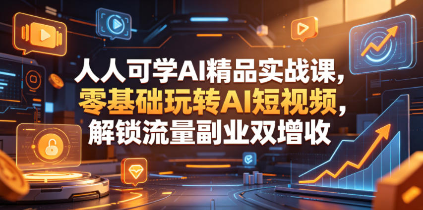 人人可学AI精品实战课，零基础玩转AI短视频，解锁流量副业双增收|云雀资源分享