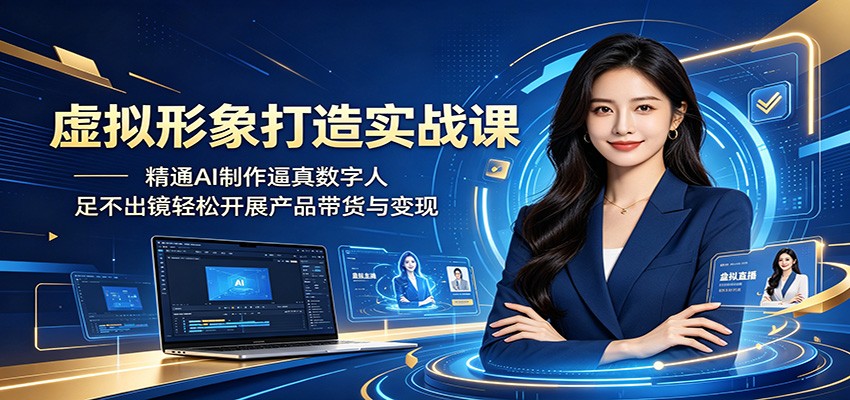 虚拟形象打造实战课:精通AI制作逼真数字人,足不出镜轻松开展产品带货与变现|云雀资源分享