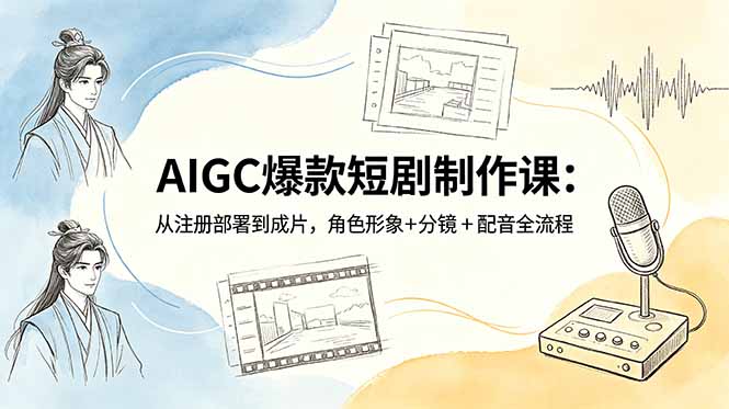 AIGC爆款短剧制作课:从注册部署到成片,角色形象+分镜+配音全流程|云雀资源分享