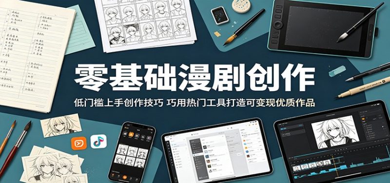 零基础漫剧创作：低门槛上手创作技巧，巧用热门工具打造可变现优质作品|云雀资源分享
