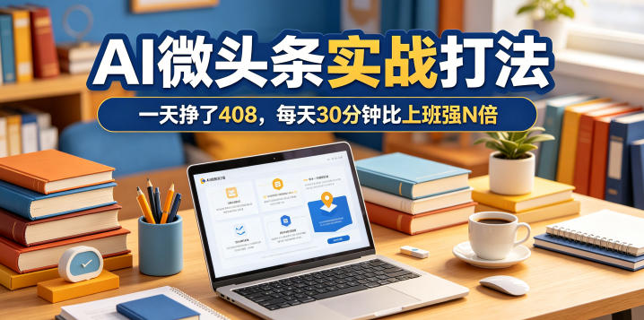 一天挣了408，AI微头条实战打法，每天30分钟比上班强N倍|云雀资源分享
