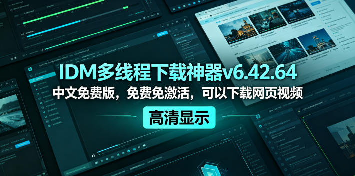 IDM多线程下载神器v6.42.64中文免费版，免费免激活，可以下载网页视频(例如飞书文档内的视频)|云雀资源分享