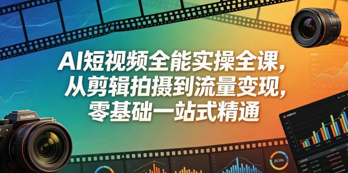 AI短视频全能实操全课,从剪辑拍摄到流量变现,零基础一站式精通|云雀资源分享
